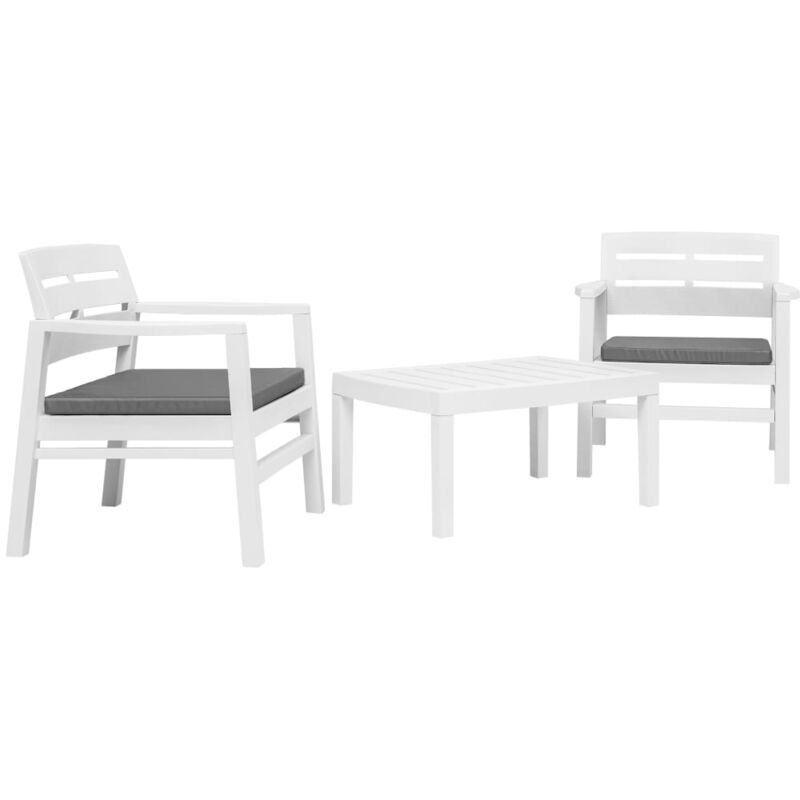 foto del prodotto set salotto da giardino 3 pz in plastica bianco vidaxl