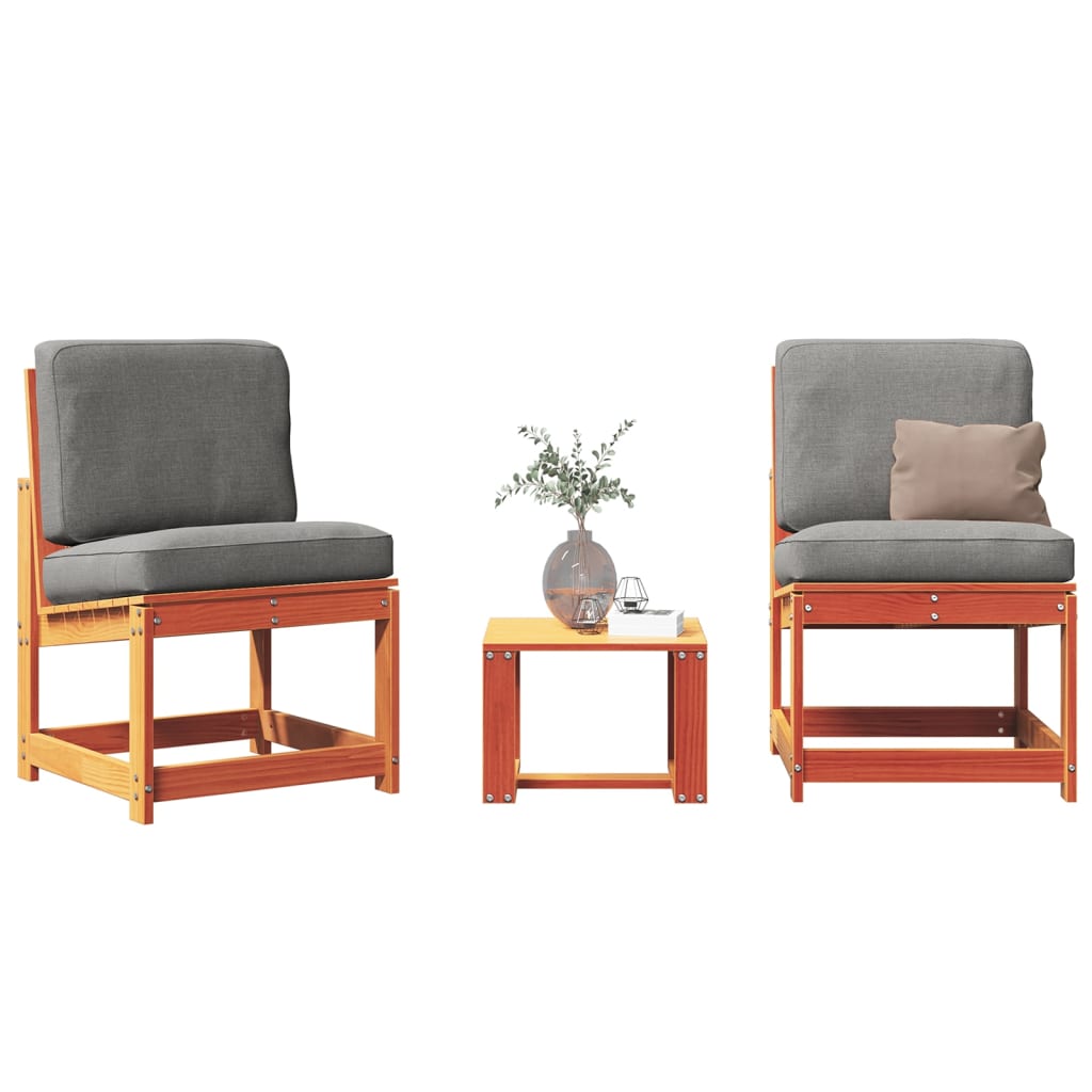 foto del prodotto set salotto da giardino 3 pz marrone cera legno massello pinocod mxl 115340