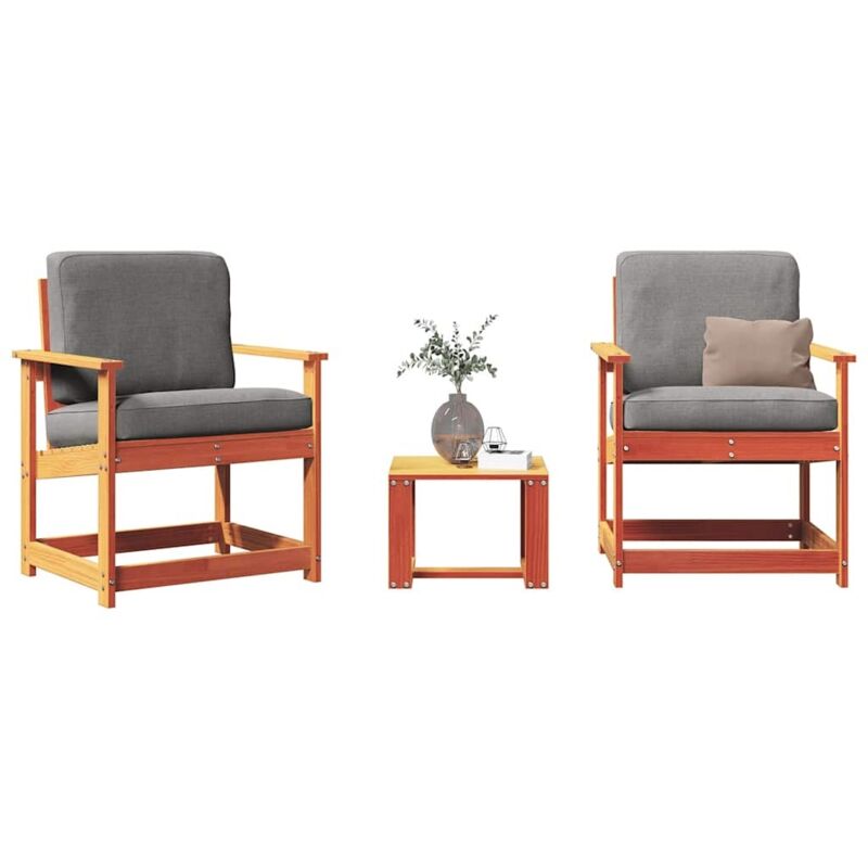 foto del prodotto set salotto da giardino 3 pz marrone cera legno massello pinocod mxl 116026