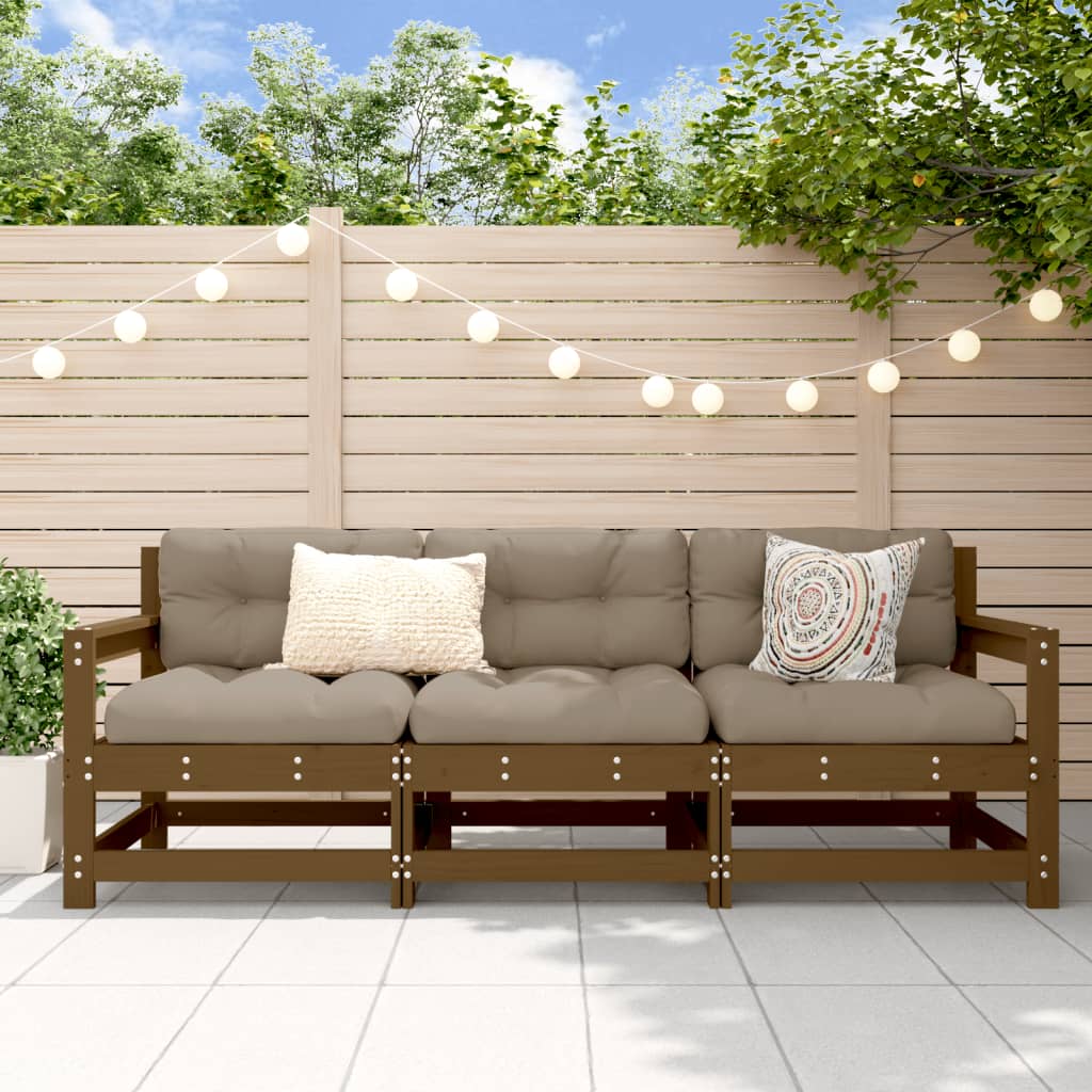 foto del prodotto set salotto da giardino 3 pz miele in legno massello di pinocod mxl 132763