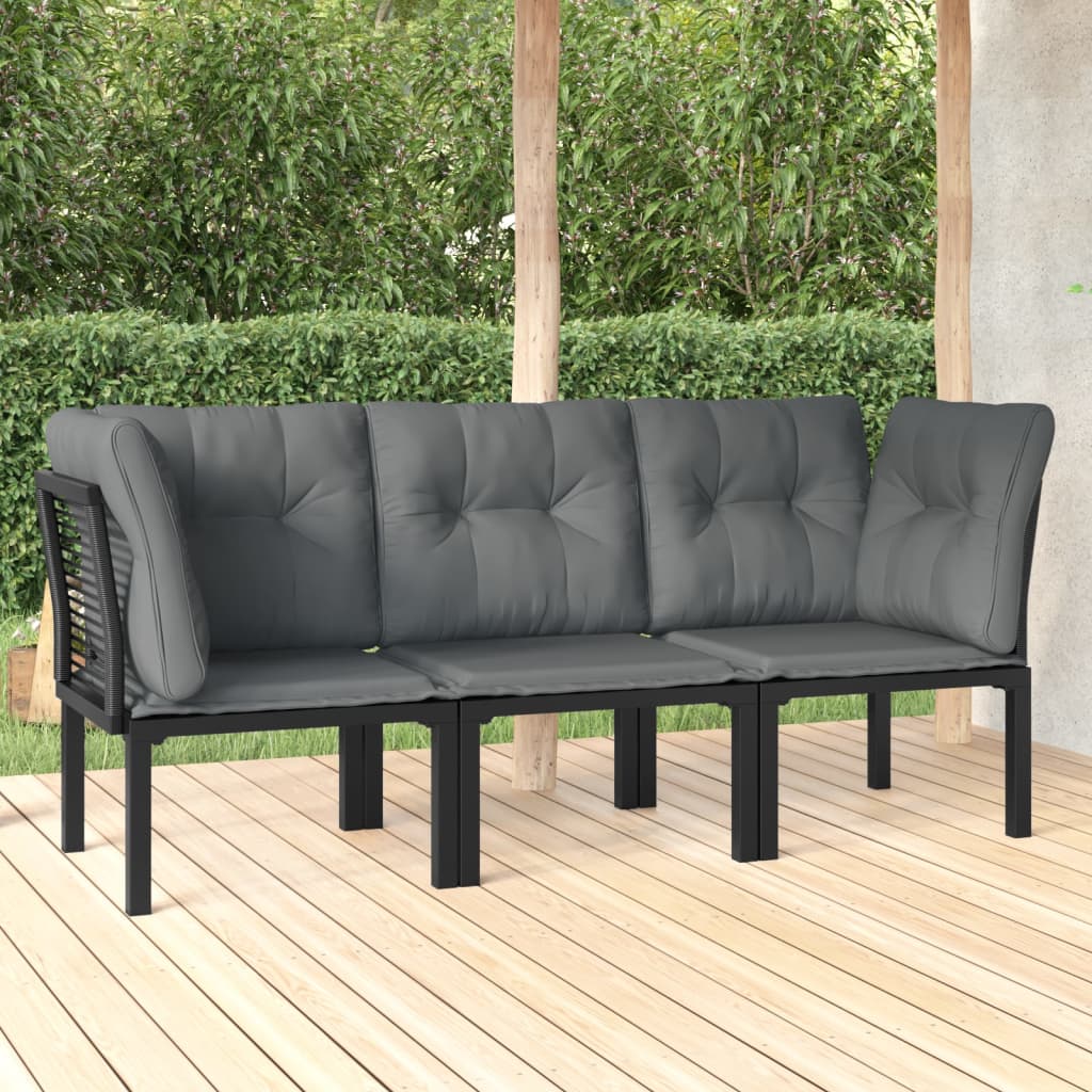 foto del prodotto set salotto da giardino 3 pz nero e grigio in polyrattancod mxl 124627