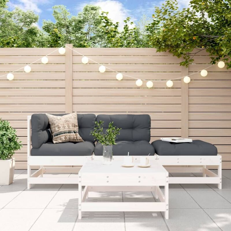 foto del prodotto set salotto da giardino 4 pz bianco in legno massello di pino vidaxl