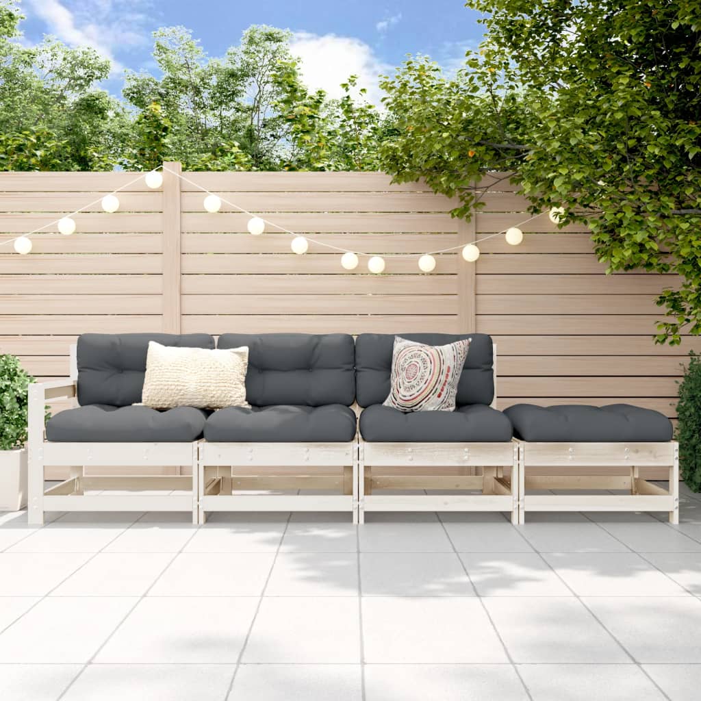 foto del prodotto set salotto da giardino 4 pz bianco in legno massello di pinocod mxl 108624