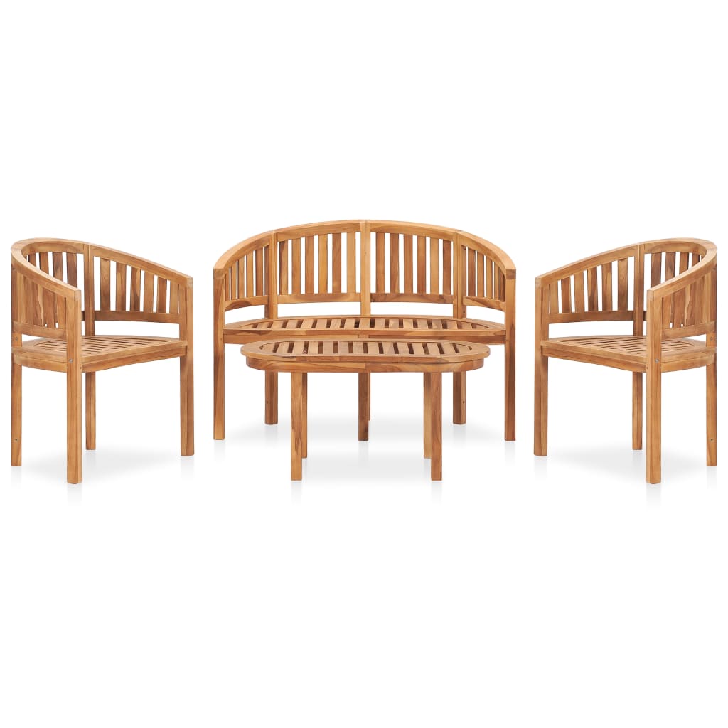 foto del prodotto set salotto da giardino 4 pz design curvo in massello di teak cod mxl 40732
