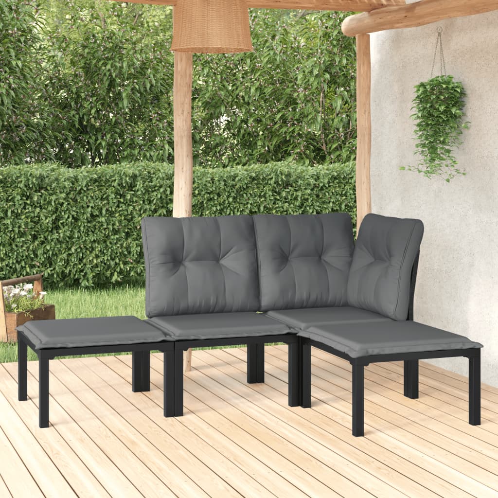 foto del prodotto set salotto da giardino 4 pz nero e grigio in polyrattancod mxl 100684
