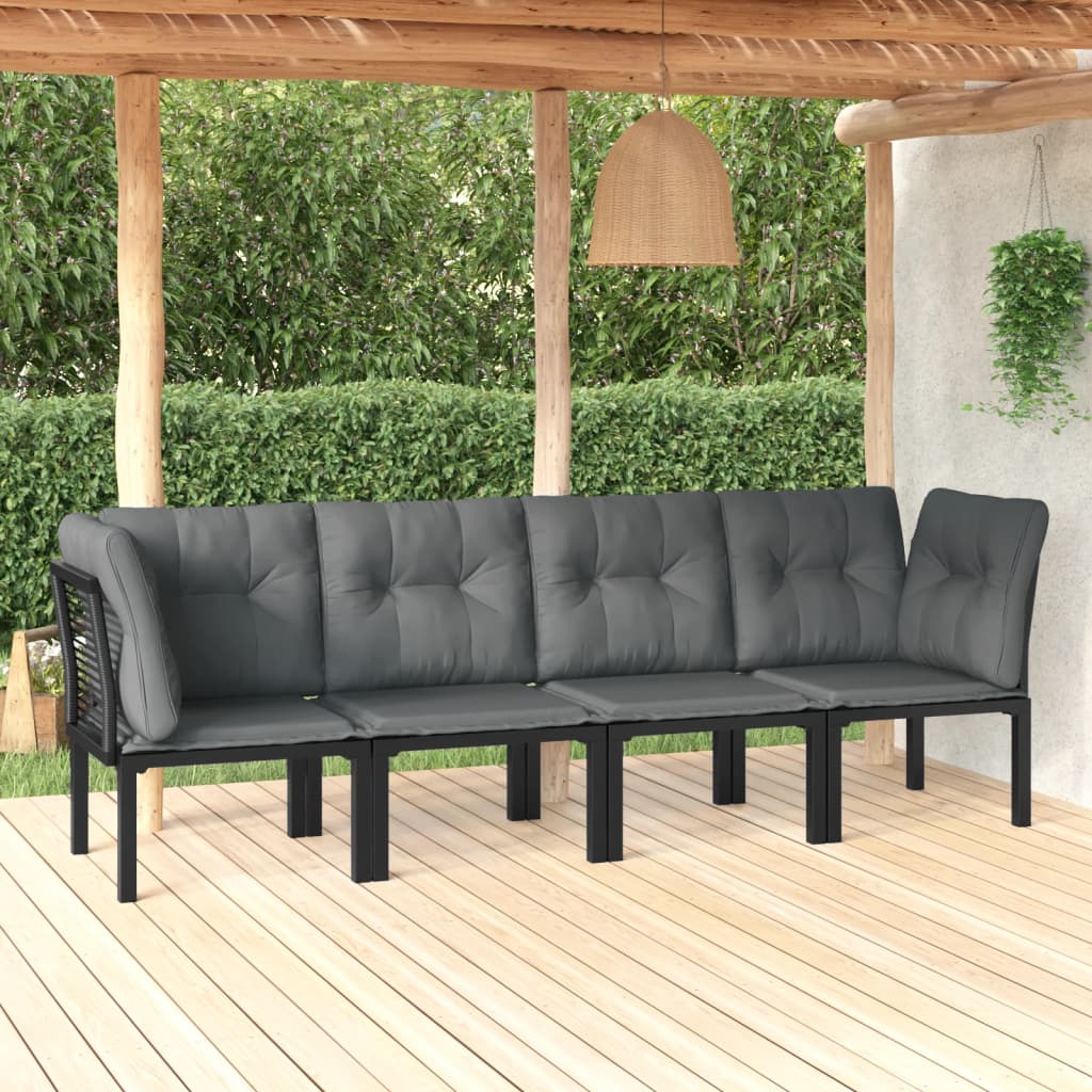 foto del prodotto set salotto da giardino 4 pz nero e grigio in polyrattancod mxl 125114