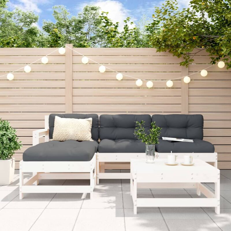 foto del prodotto set salotto da giardino 5 pz bianco in legno massello di pino vidaxl