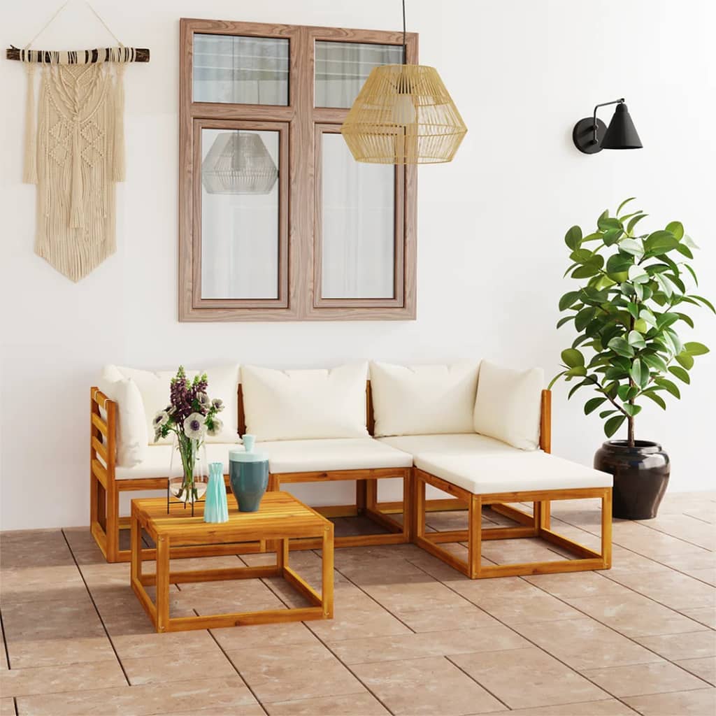 foto del prodotto set salotto da giardino 5 pz con cuscini legno massello acacia