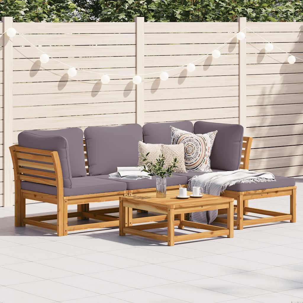 foto del prodotto set salotto da giardino 5 pz con cuscini legno massello acacia