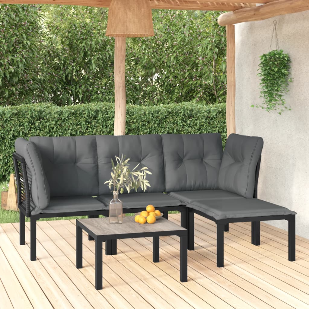 foto del prodotto set salotto da giardino 5 pz nero e grigio in polyrattancod mxl 100673