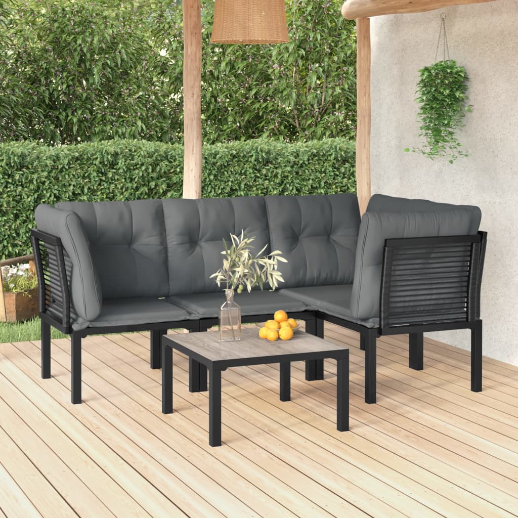 foto del prodotto set salotto da giardino 5 pz nero e grigio in polyrattancod mxl 124650