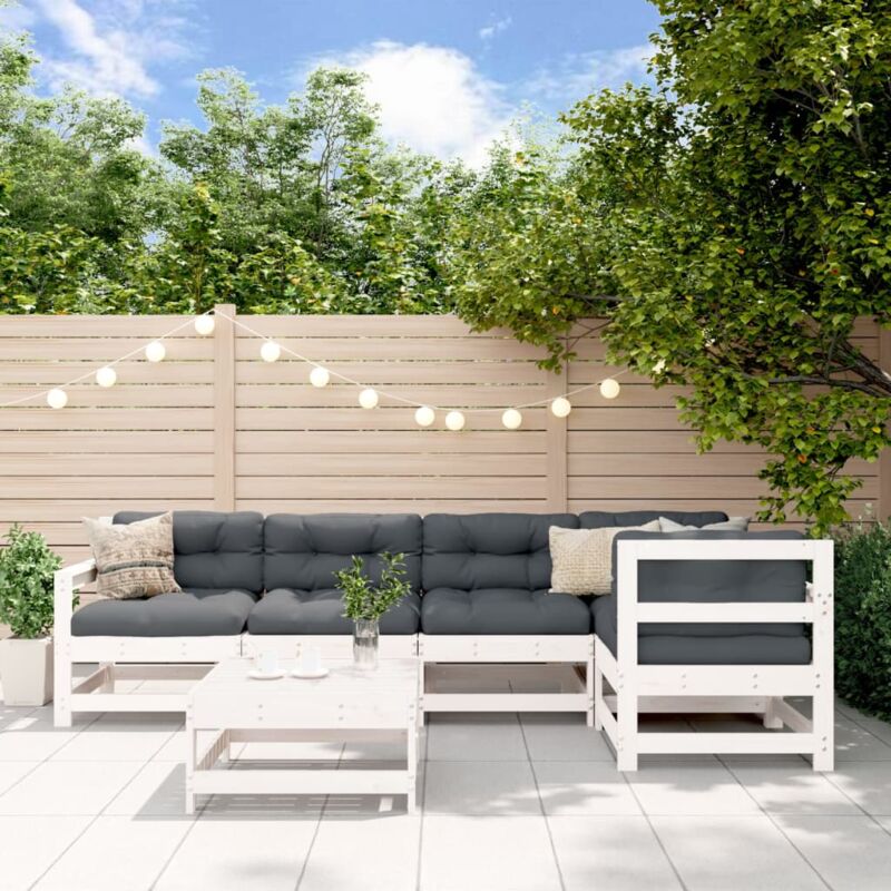 foto del prodotto set salotto da giardino 6 pz bianco in legno massello di pino vidaxl
