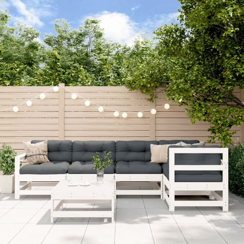 foto del prodotto set salotto da giardino 6 pz bianco in legno massello di pino vidaxl
