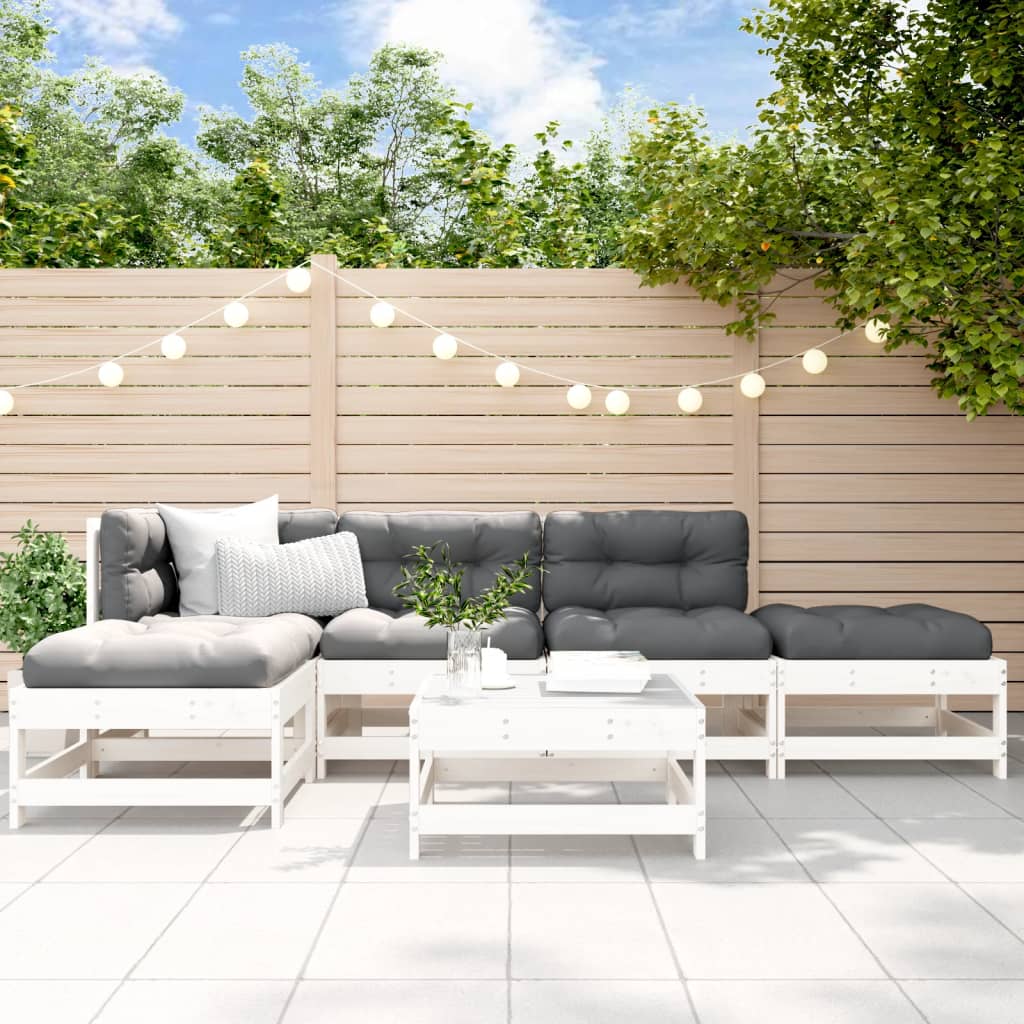 foto del prodotto set salotto da giardino 6 pz bianco in legno massello di pinocod mxl 94250