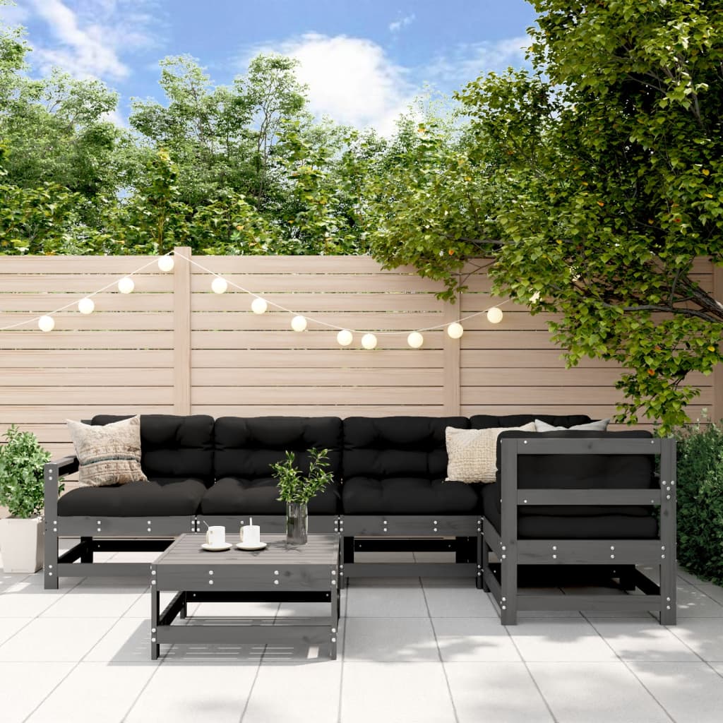 foto del prodotto set salotto da giardino 6 pz grigio in legno massello di pinocod mxl 70236
