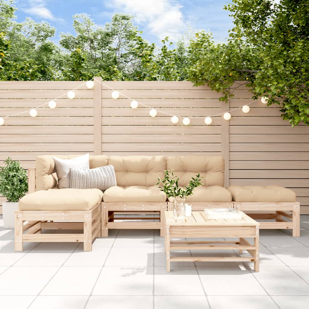 foto del prodotto set salotto da giardino 6 pz in legno massello di pinocod mxl 70249