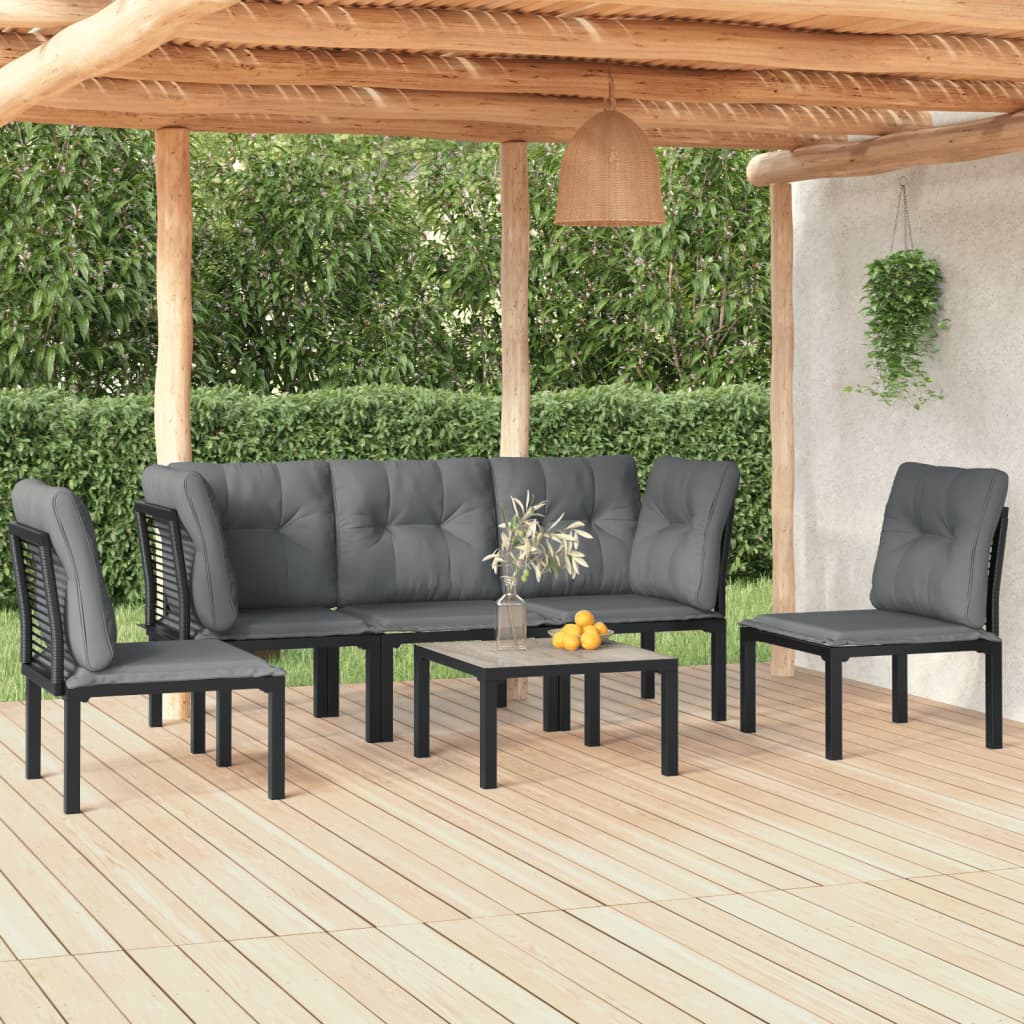 foto del prodotto set salotto da giardino 6 pz in polyrattan nero e grigiocod mxl 76707