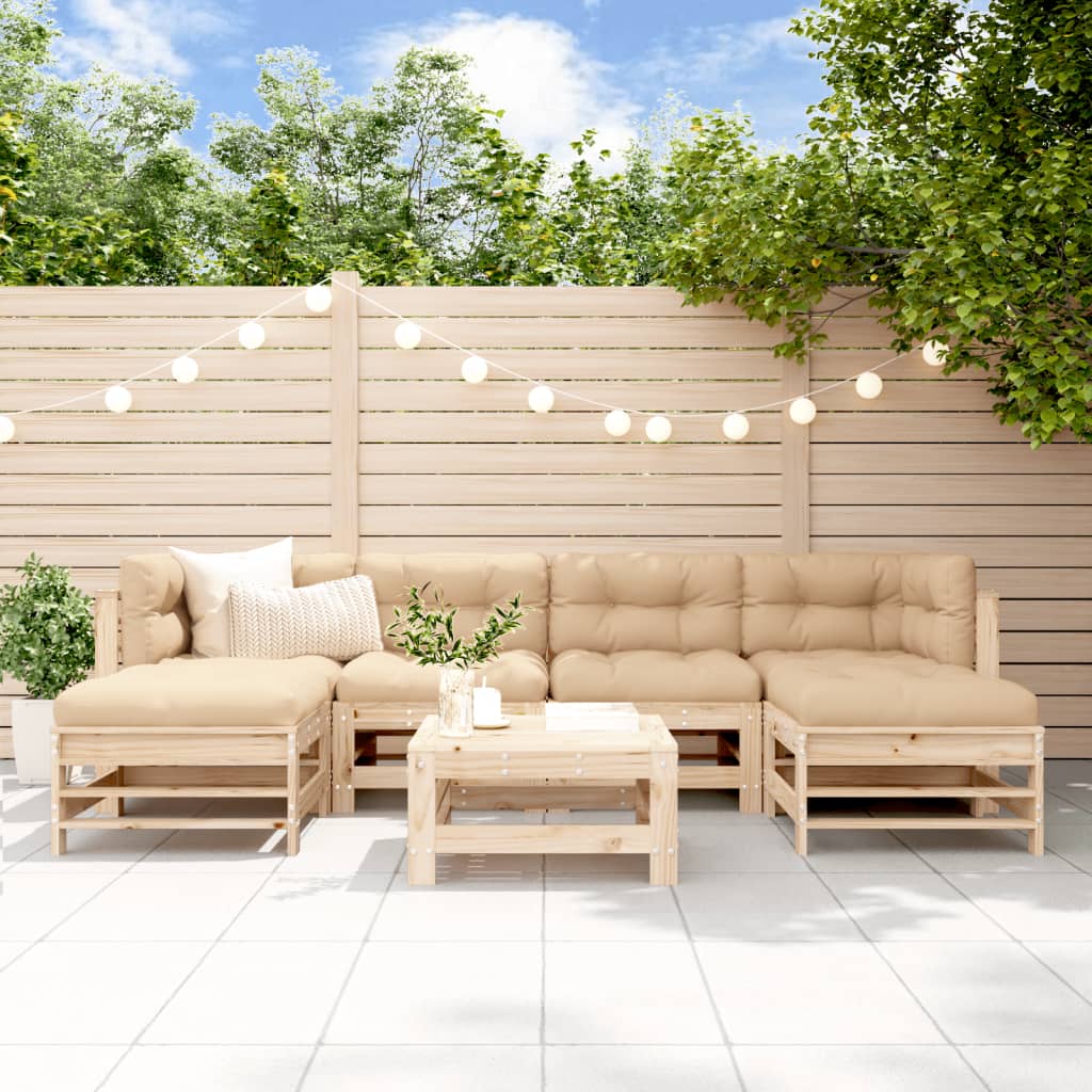 foto del prodotto set salotto da giardino 7 pz in legno massello di pinocod mxl 117923