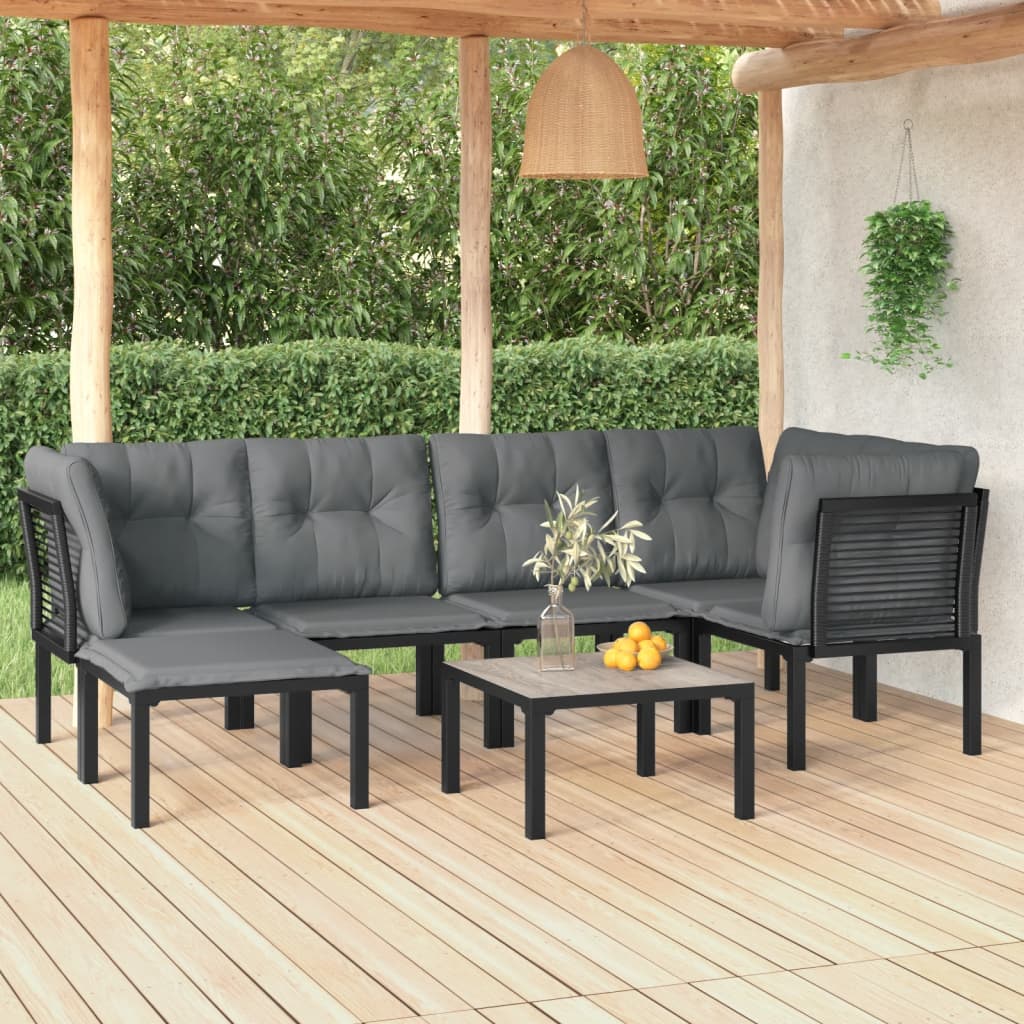 foto del prodotto set salotto da giardino 7 pz nero e grigio in polyrattancod mxl 124642
