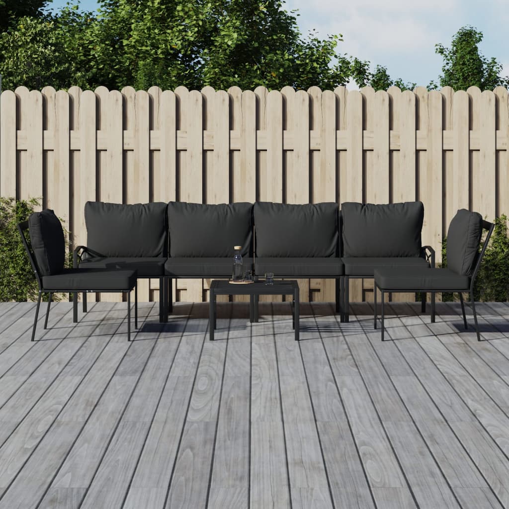 foto del prodotto set salotto da giardino 7pz con cuscini grigi in acciaiocod mxl 100696