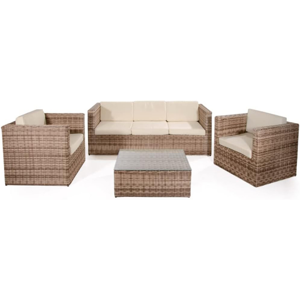 foto del prodotto set salotto da giardino capri divano 3 posti 2 poltrone 1 tavolino naturale ecru verdelook