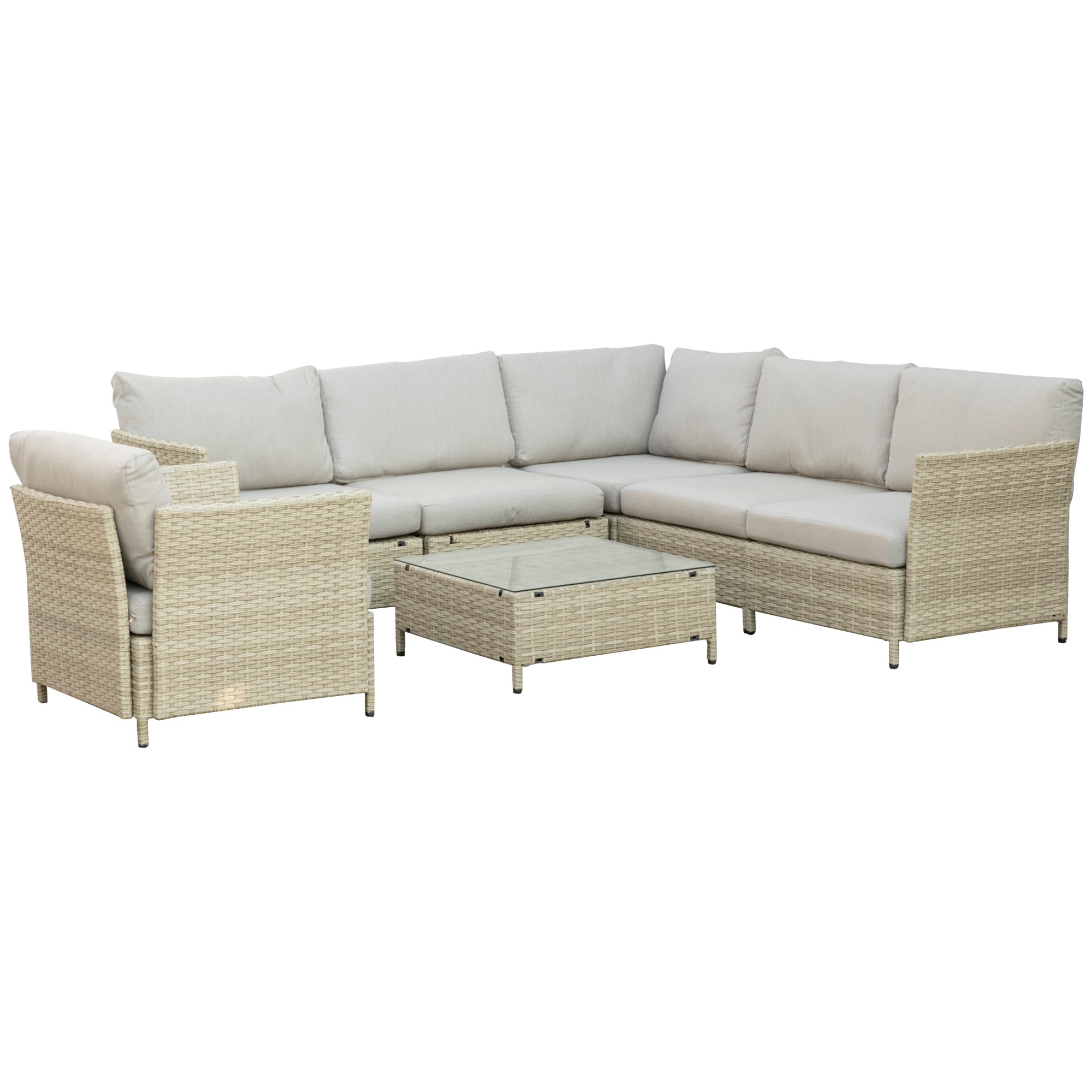 foto del prodotto set salotto da giardino divano angolare 1 poltrona e tavolino beige