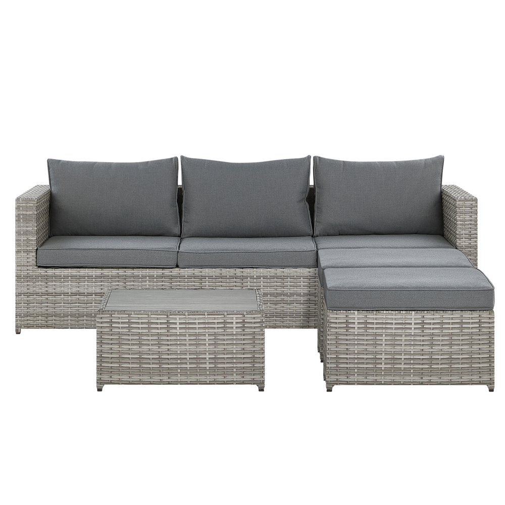 foto del prodotto set salotto da giardino marrone bianco cuscini rattan sintetico per 2 persone set da esterno 3 pezzi con tavolino destro
