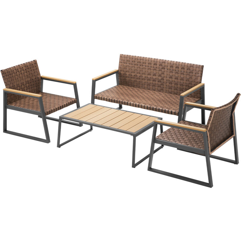 foto del prodotto set salotto da giardino salottino in polyrattan con poltrone e tavolo da esterno