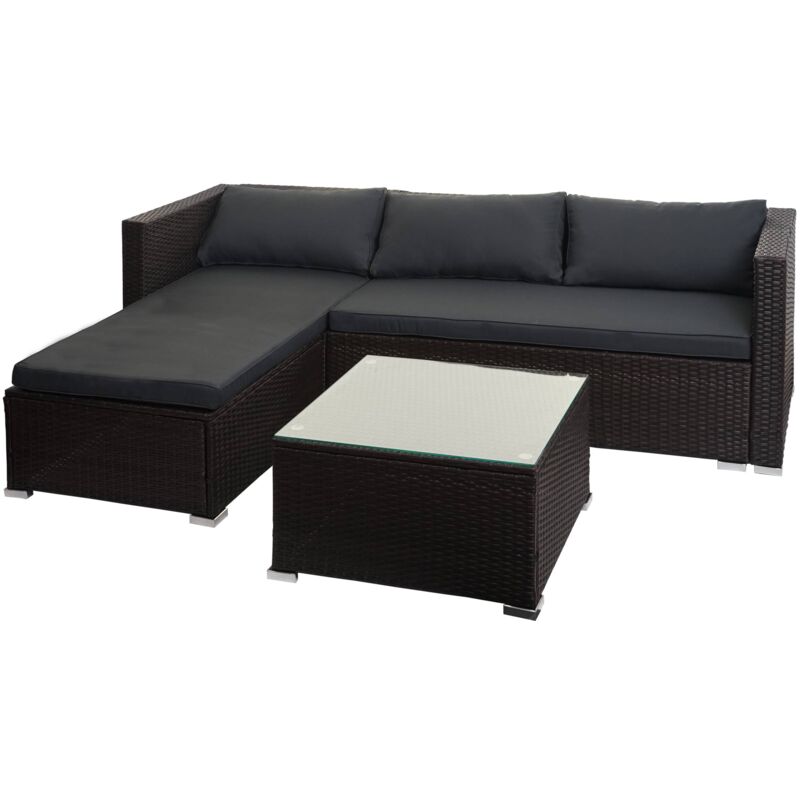 foto del prodotto set salotto giardino esterno salottino hhg 831 polyrattan marrone con cuscini grigio scuro