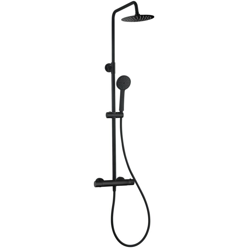foto del prodotto set samar sistema doccia rubinetteria nero opaco set completo termostatica