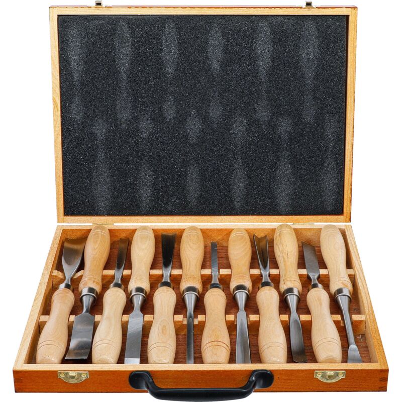 foto del prodotto set scalpelli con manico in legno 12 pz.