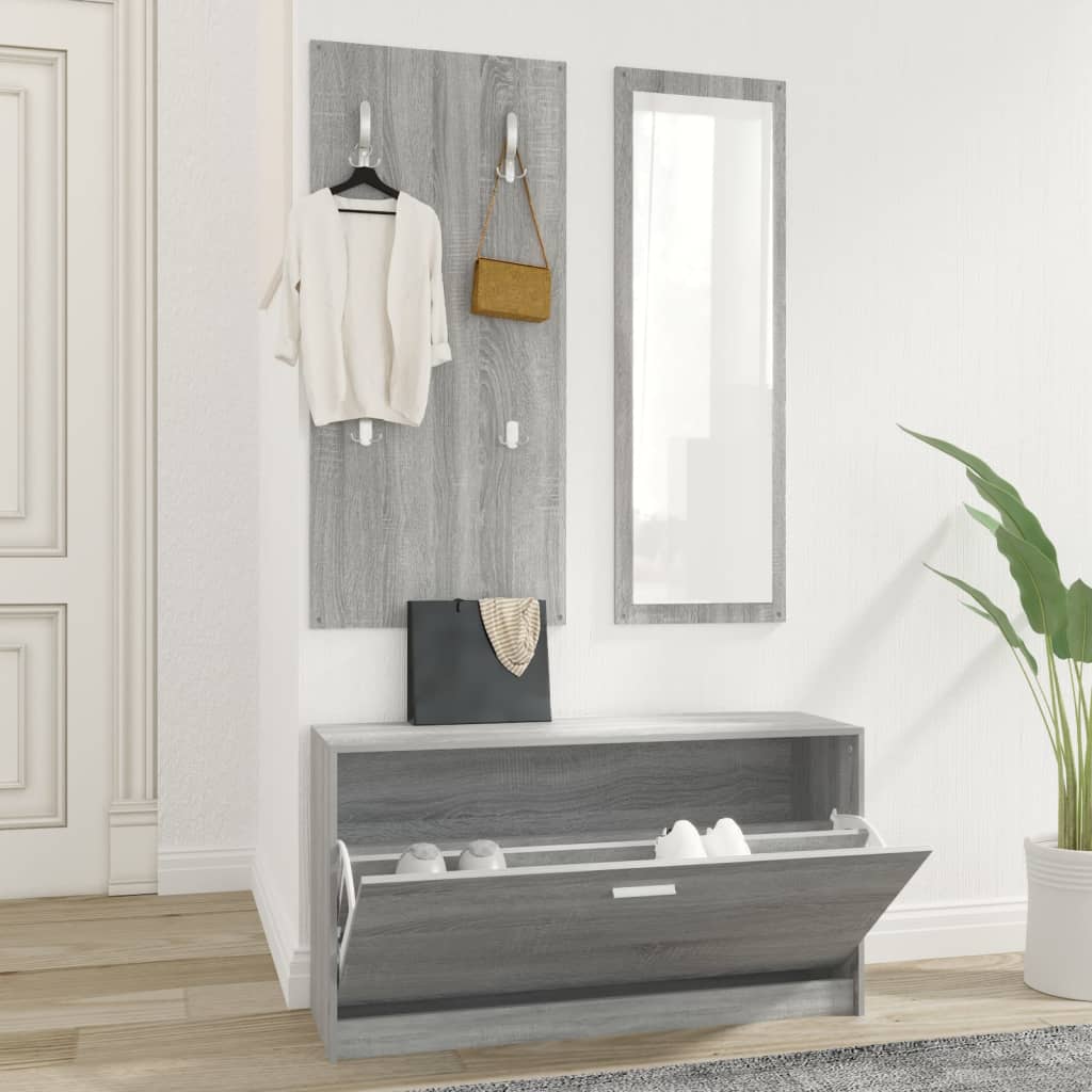 foto del prodotto set scarpiere 3 in 1 grigio sonoma in legno multistratocod mxl 71488