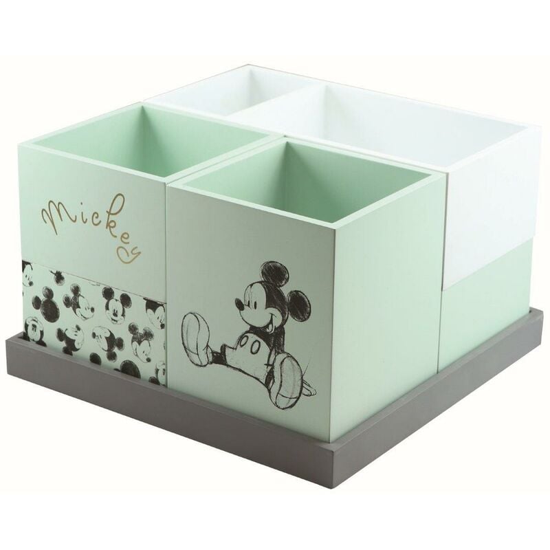foto del prodotto set scrivania topolino contenitori in legno