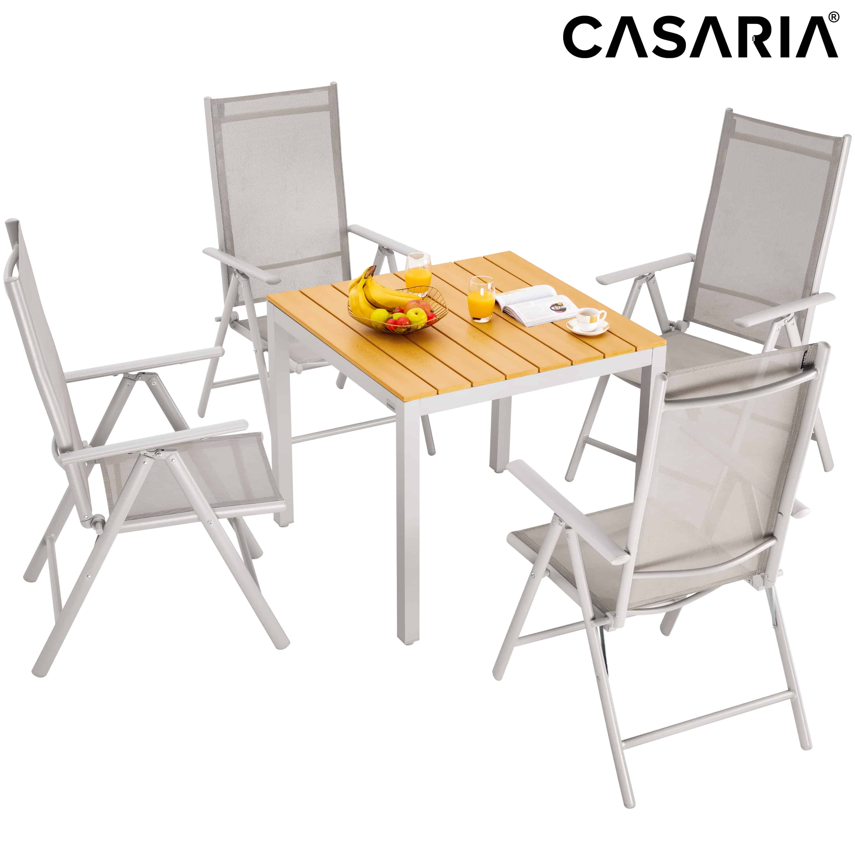 foto del prodotto set sedie con tavolo wpc da giardino bern pieghevole 5 pezzi crema alluminio