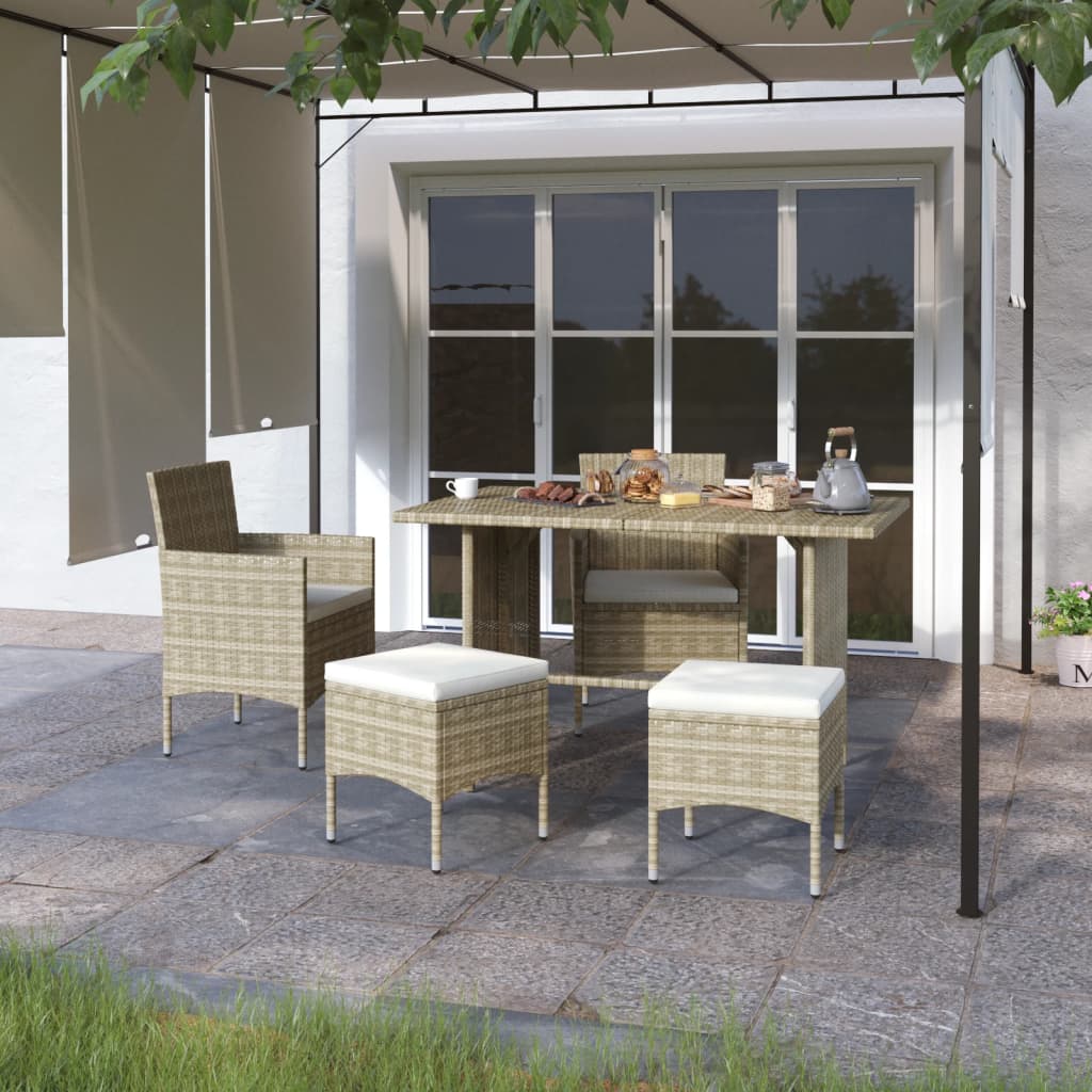 foto del prodotto set sedie da giardino con poggiapiedi 4 pz in polyrattan beige cod mxl 71182