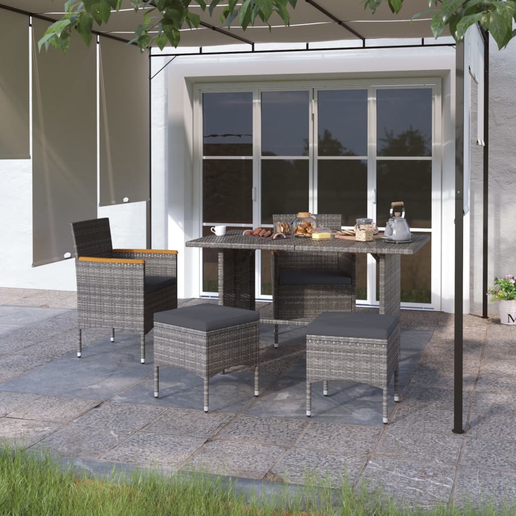 foto del prodotto set sedie da giardino con poggiapiedi 4 pz in polyrattan grigio vidaxl