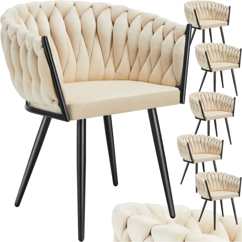 foto del prodotto set sedie da pranzo astano in velluto, design a nodo sedia da pranzo in velluto, sedia moderna, sedie per sala da pranzo set di 6