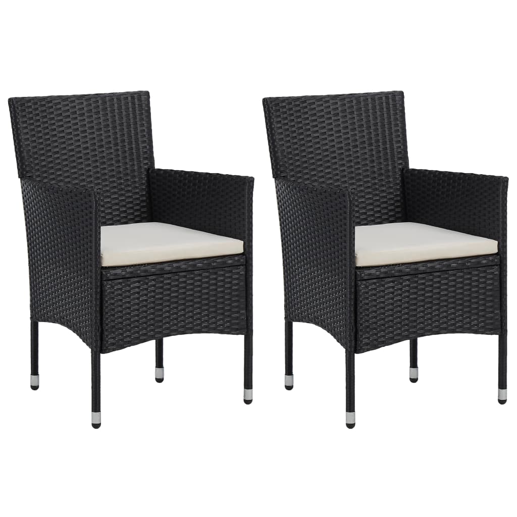 foto del prodotto set sedie da pranzo per giardino 2 pz in polyrattan nero cod mxl 19424