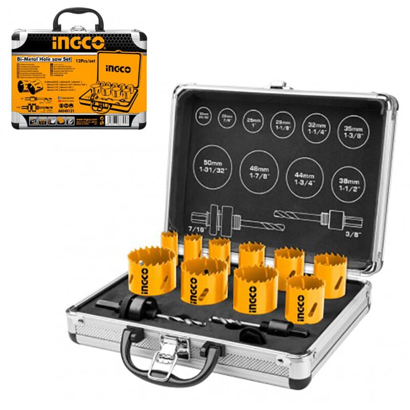 foto del prodotto set sega a tazza bimetal 12pz per metalli ingco akh0121