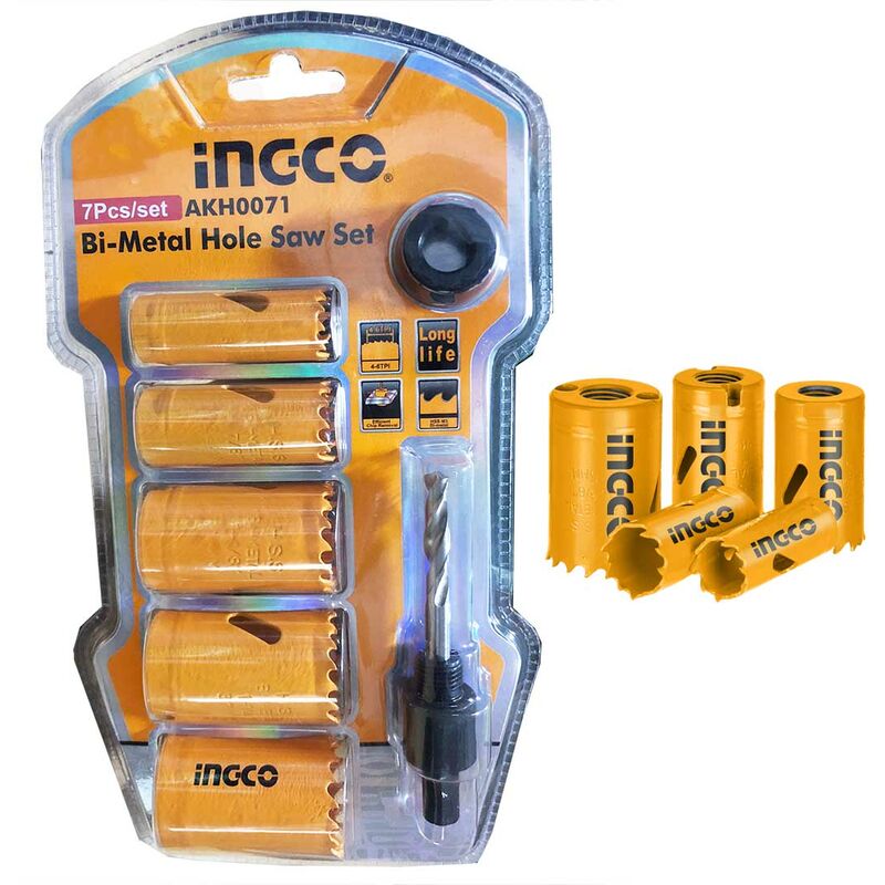 foto del prodotto set seghe a tazza 7 pezzi pvc metallo legno plastica acciaio ingco akh0071