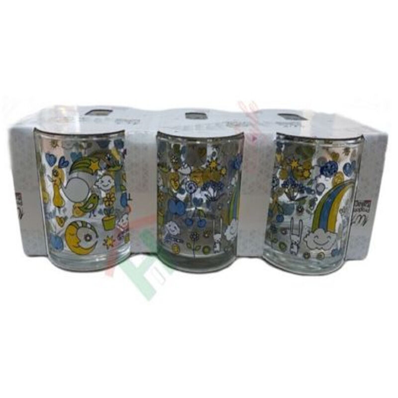 foto del prodotto set servizio 6 pezzi bicchieri vetro decorati passerotti luna cuore trade shop traesio