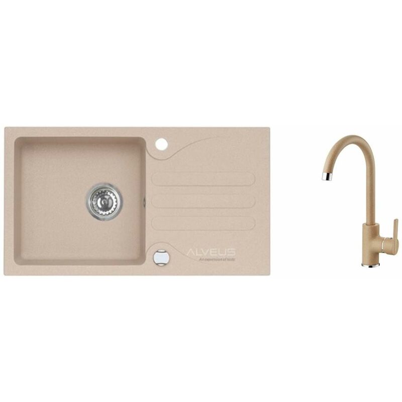 foto del prodotto set set lavello galapagos 30 e miscelatore tonia, beige seta125 alveus