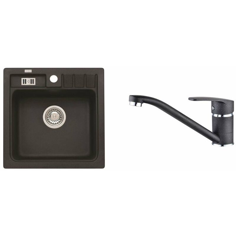 foto del prodotto set set lavello niagara 20 e miscelatore nina, carbon seta092 alveus