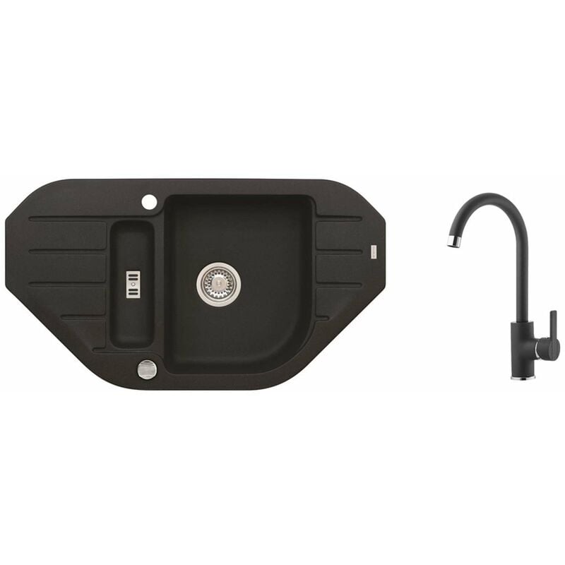foto del prodotto set set lavello niagara 60 e miscelatore tonia, carbon seta166 alveus