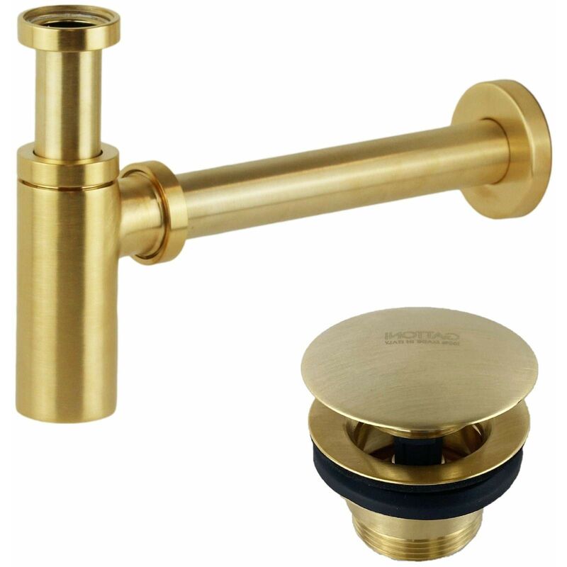 foto del prodotto set sifone e piletta di scarico in colore oro spazzolato gattoni kitsca1sg