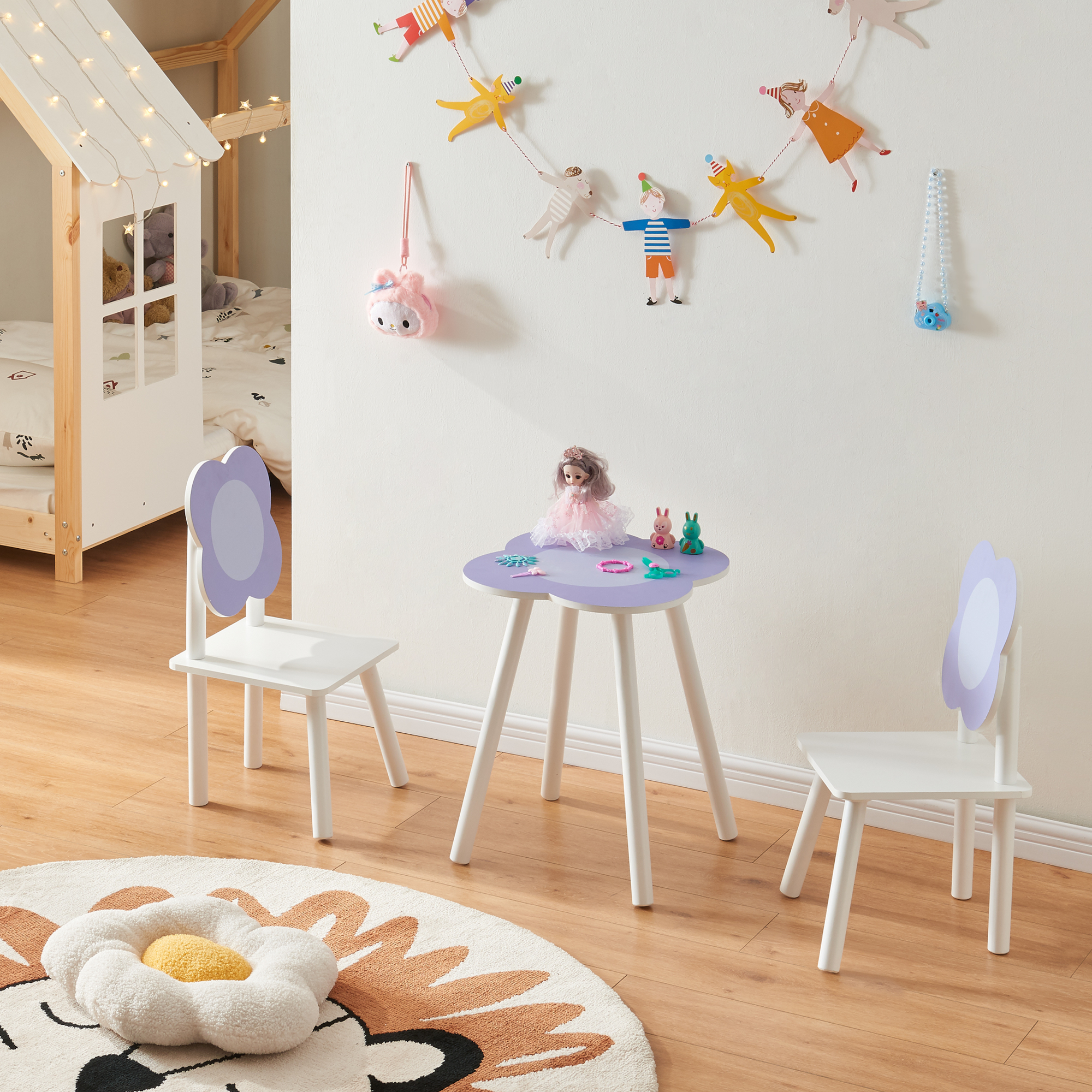 foto del prodotto set simrishamn tavolo e 2 sedie per bimbi - bianco viola en.casa