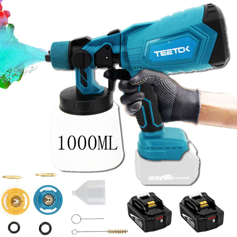 foto del prodotto set sistema di verniciatura a spruzzo a batteria pistola a spruzzo elettrica per vernice pistola a spruzzo per vernice 1000 ml compatibile con makita