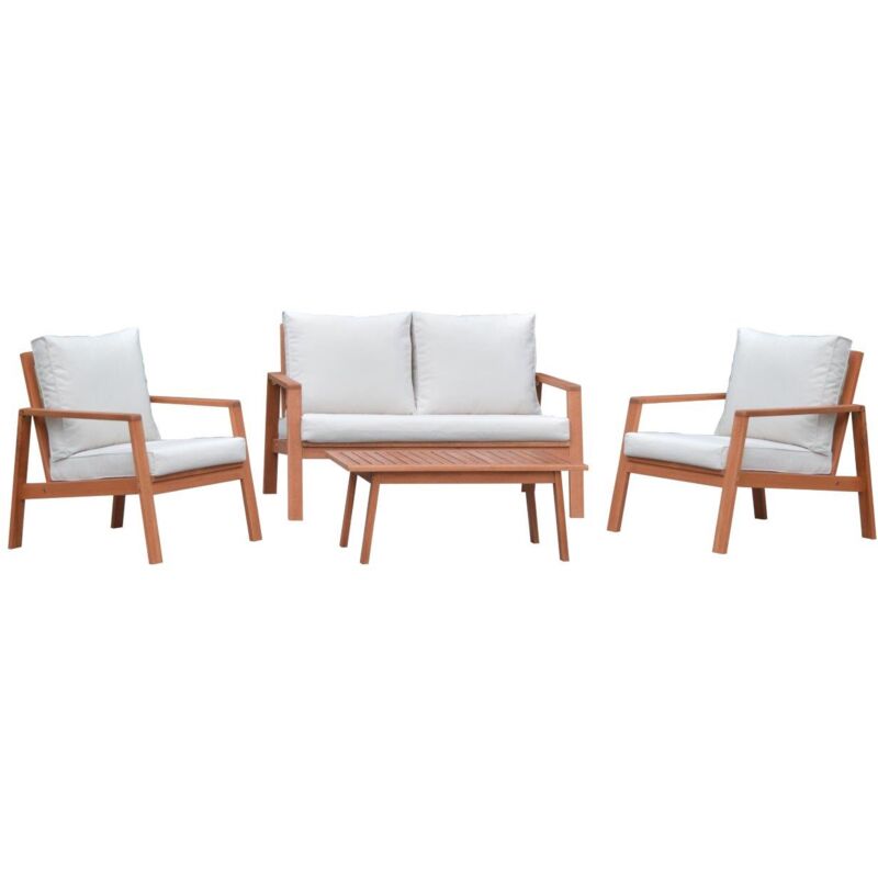 foto del prodotto set sofa texas in legno eucalypto divano 2 pt poltrone e tavolino