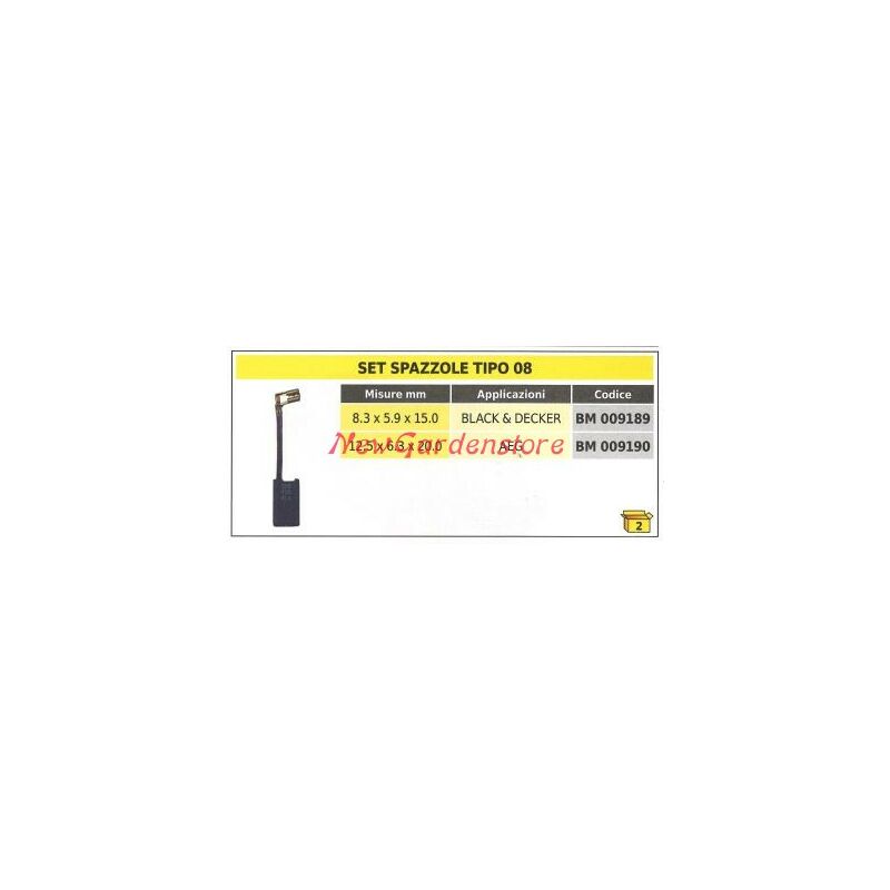 foto del prodotto set spazzole 2 pezzi tipo 08 black decker 8.3 x 5.9 x 15.0 mm 009189