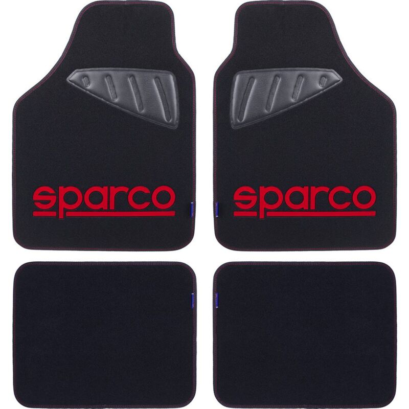 foto del prodotto set spc19 completo tappetini universali auto moquette nero rosso poliestere